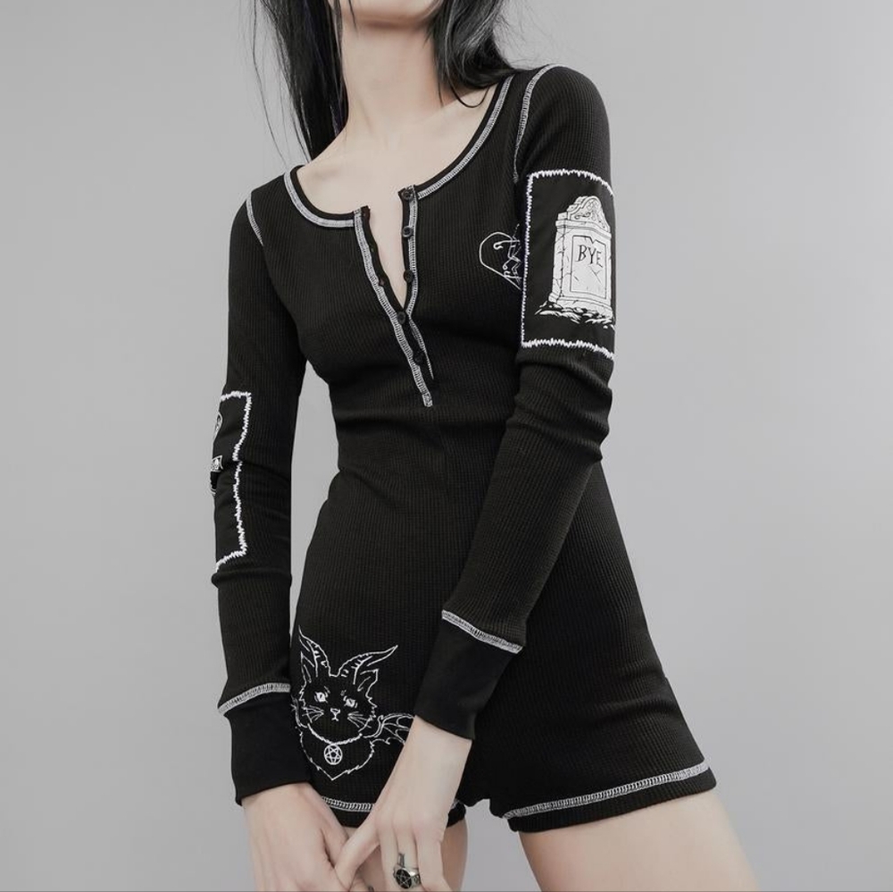 * NEW NWT Killstar Dolls kill Widow Waking Nightmare Thermal Onesie